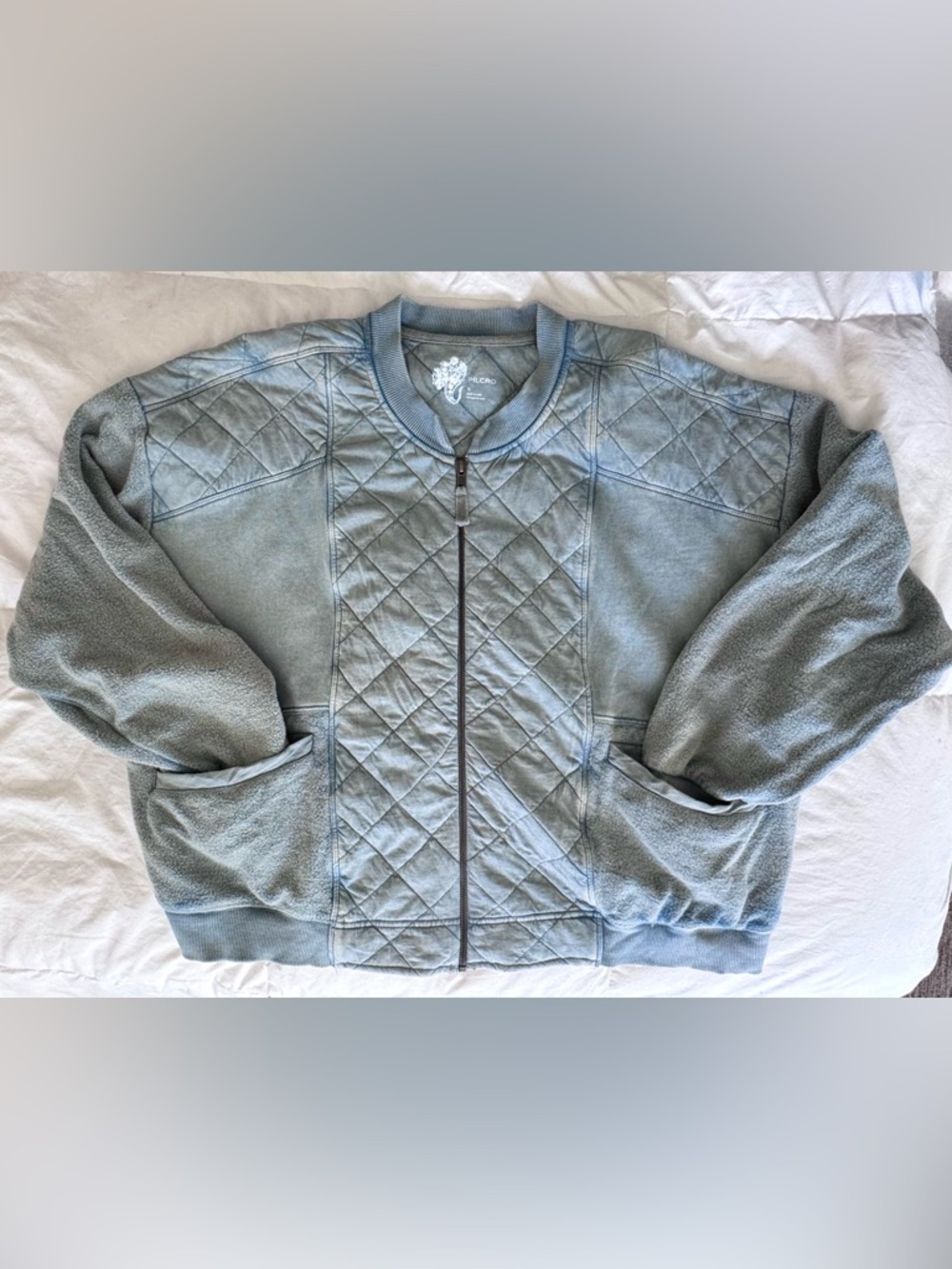 Anthropologie Pilcro Quilted Bomber Jacket Women’s Size XL Dusty Blue
